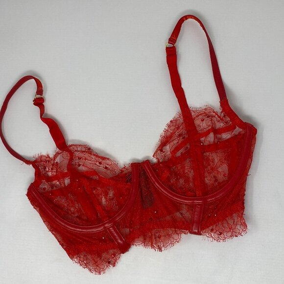 Agent Provocateur Other - Agent Provocateur Adara Soiree Leather Swarovski Red Bra 34D